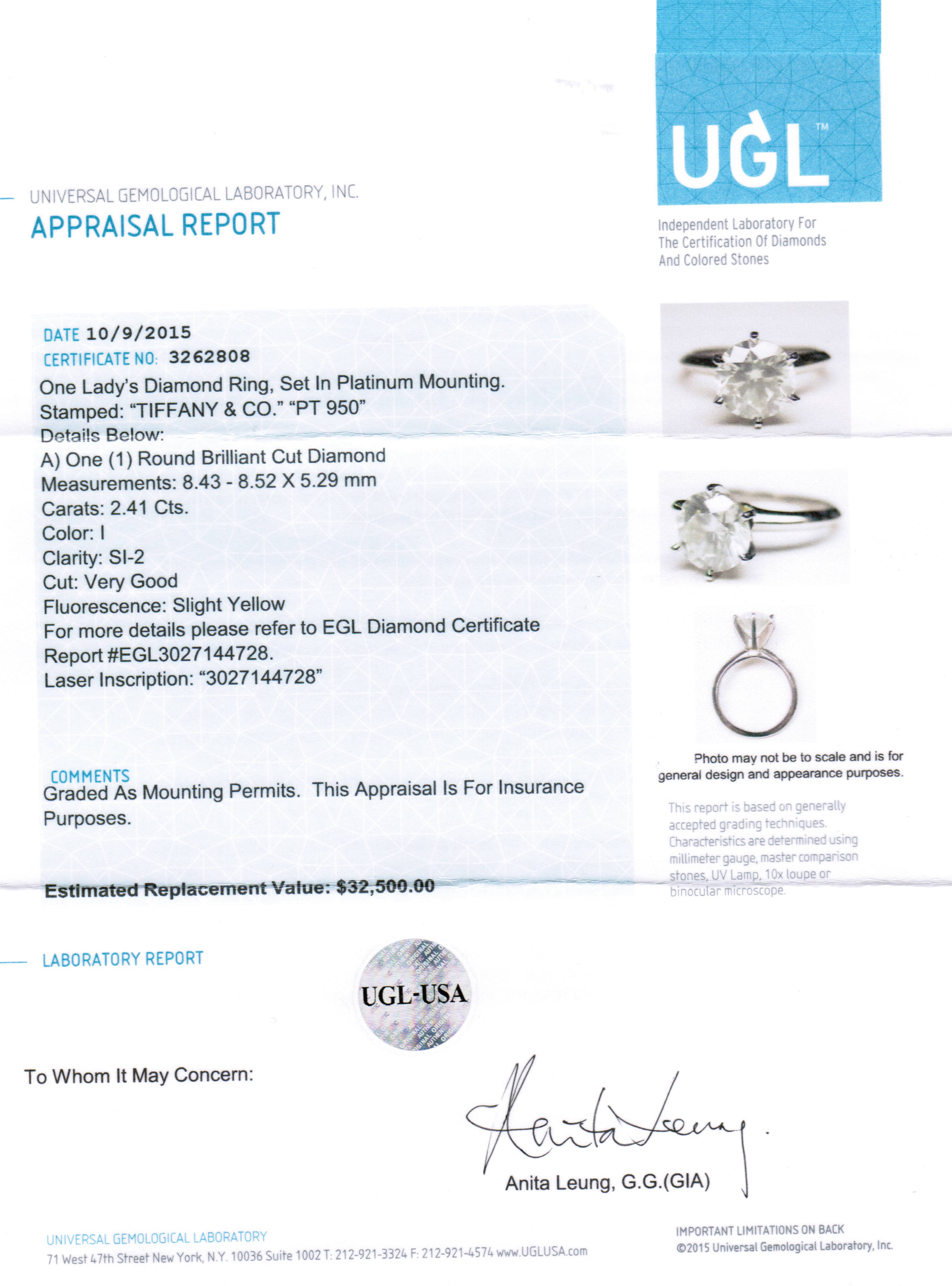 ugl diamond certificate