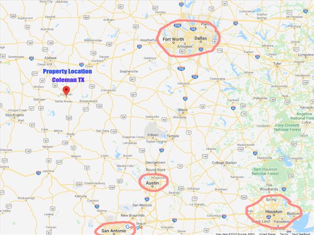 Texas Map Showing Coleman TX