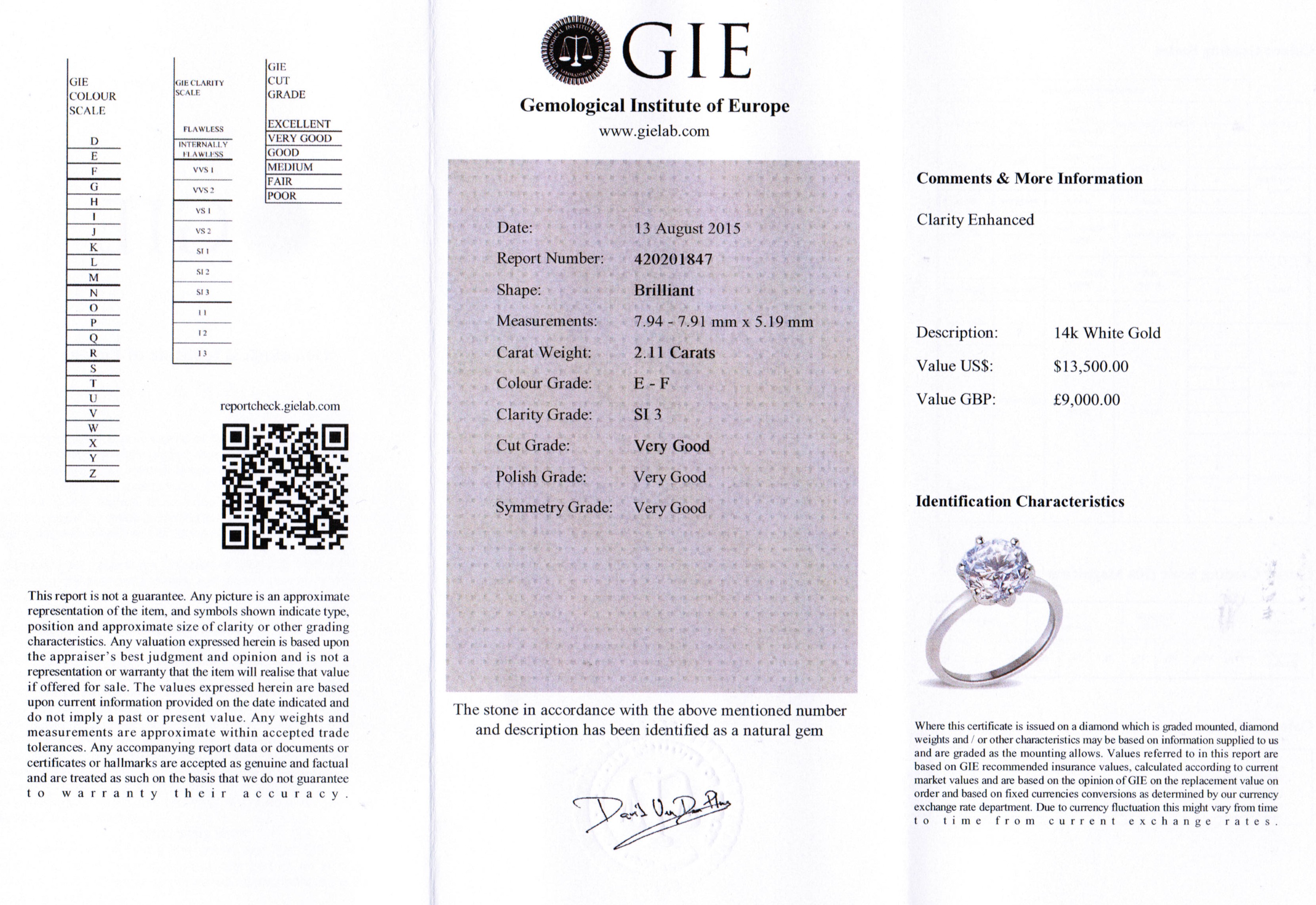 Bid4Assets com gt Auction Detail gt (677771) 2 11 carat Genuine DIAMOND