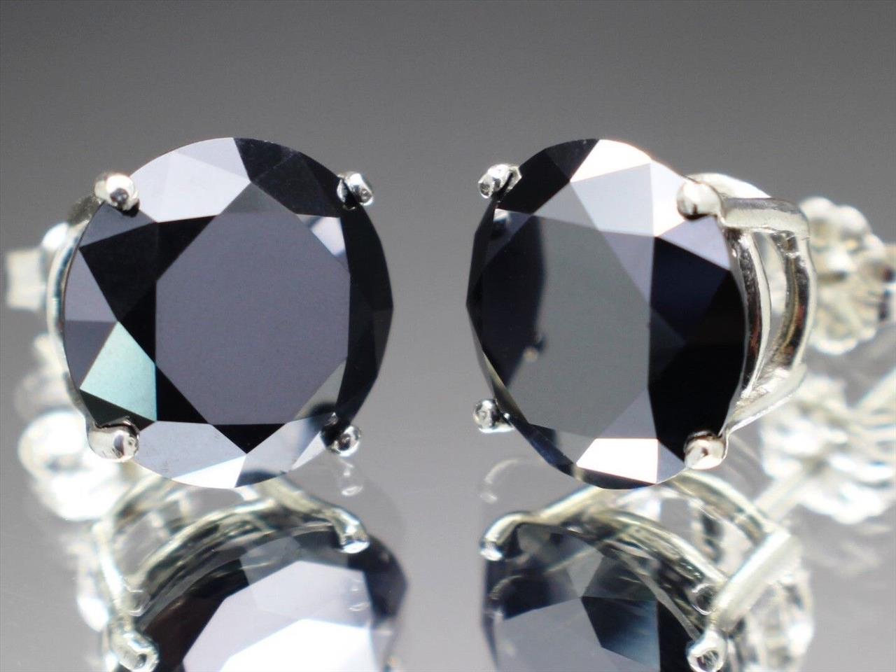 Natural black diamond stud on sale earrings