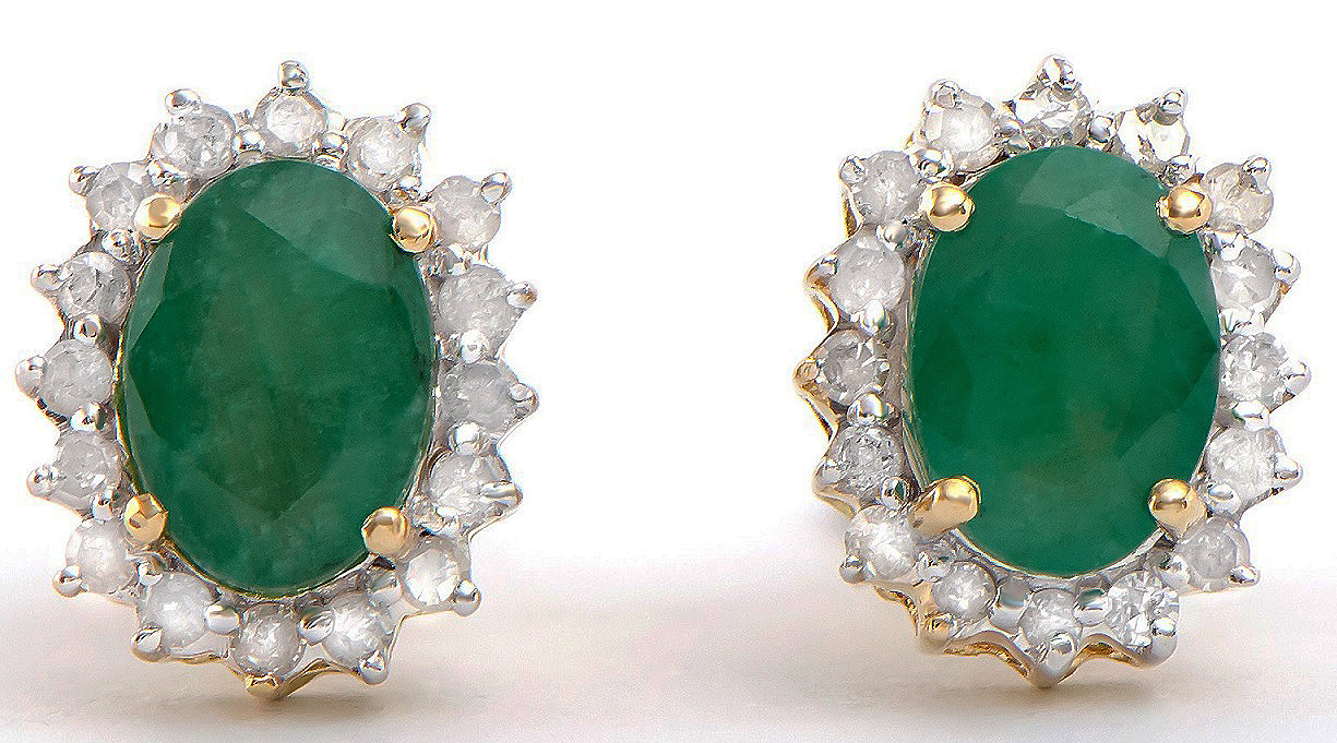 $5,295 Value! 1.76 Cts GLS Certified Natural Diamond Emerald 14K Gold Designer Earrings NEW