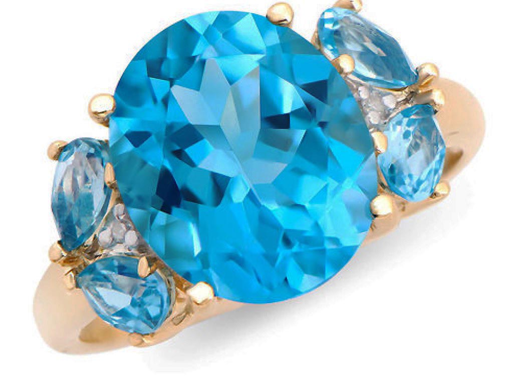 $6,395 Value! 6.02 Ctw GLS Certified Natural Blue Topaz & Diamond 14K Gold Designer Ring NEW