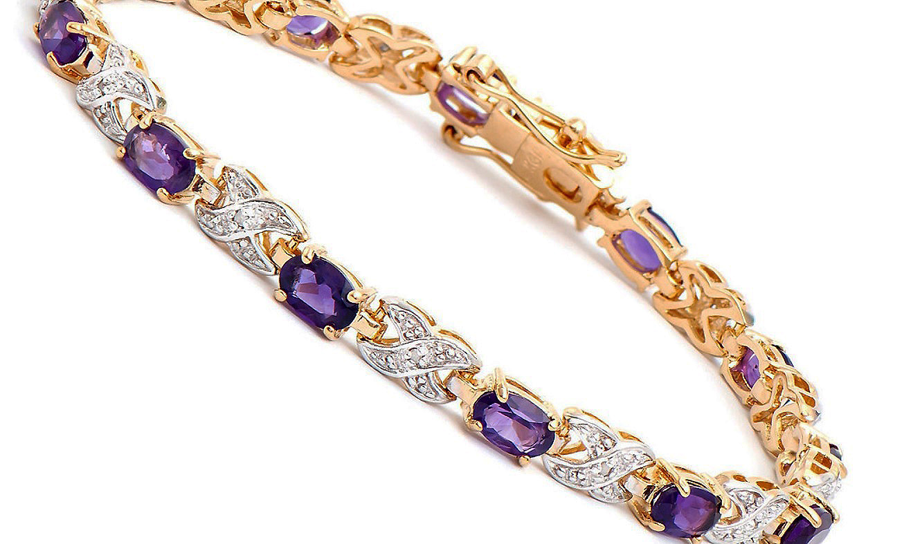 NEW $2,695 Value! 5.31 Cts Natural Amethyst Diamond Designer Bracelet