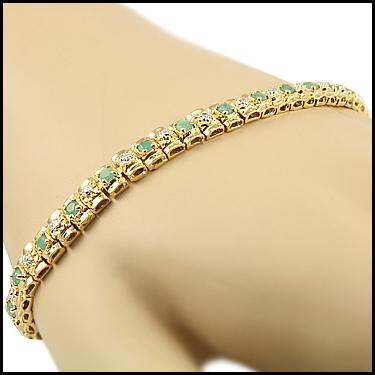 $2,385 Value! 1.82 Ctw Natural Emerald & Diamond 18KGP Designer Bracelet NEW