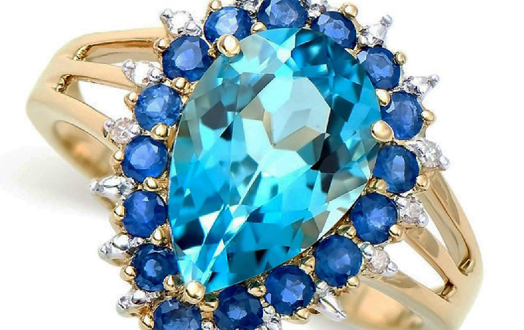 $4,895 Value! 4.27 Ctw GLS Certified Natural Topaz Sapphire & Diamond 14K Gold Ring NEW